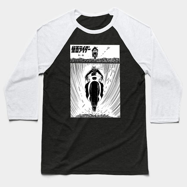 Kamen Rider Ishinomori Panels Baseball T-Shirt by MabaManiac